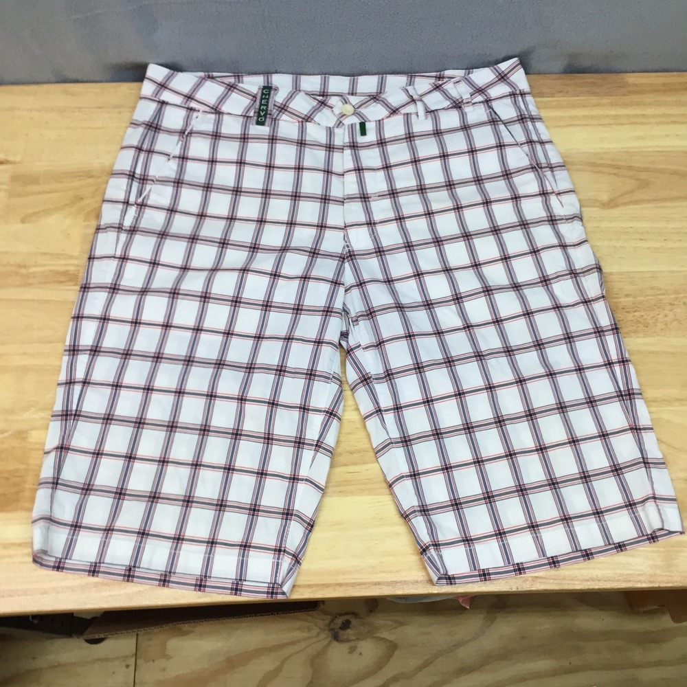 Chervo Mens‎ Plaid Golf Shorts White Navy Red Size IT 54 US 38 Performance